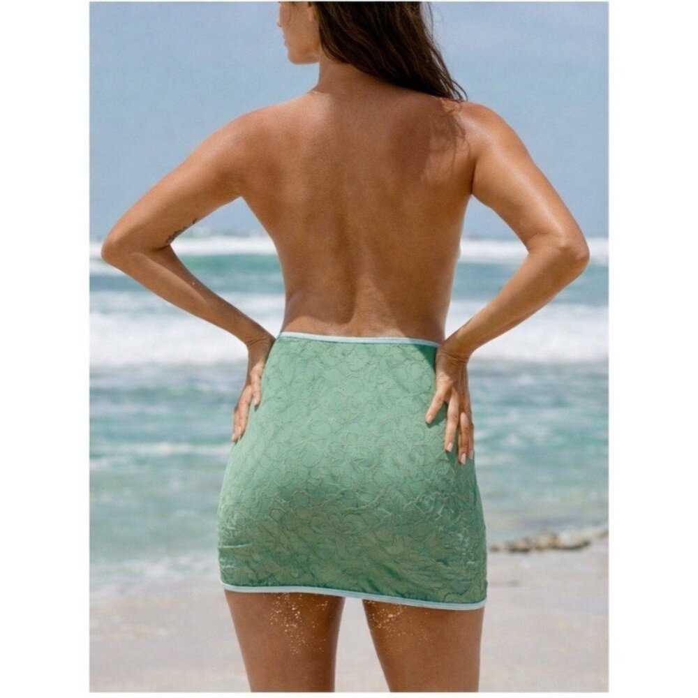 Berlook Swimsuit Skirt Coverup Size L Large Green Jacquard NEW - Picture 2 of 9